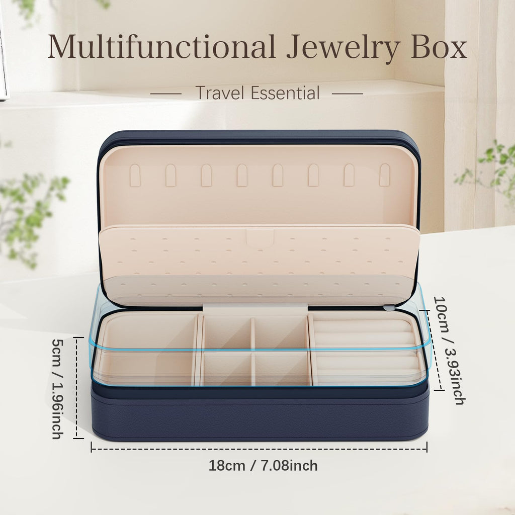 DesignSter Travel Jewelry Box, PU Leather Portable Jewelry Case, Small Jewelry Boxes for Gifts, Travel Jewelry Organizer for Women Rings Earrings Necklaces Bracelets (Avocado Green)