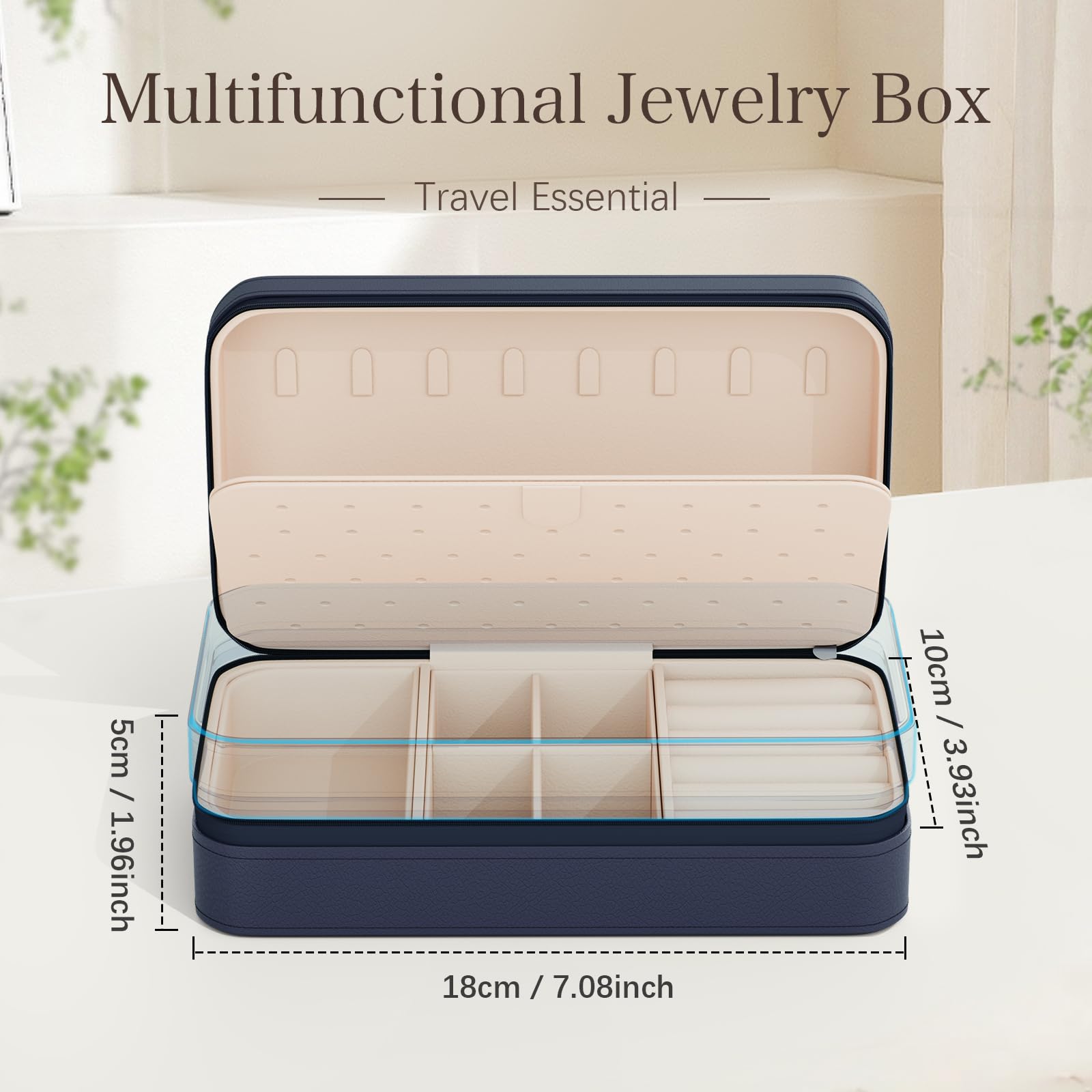 DesignSter Travel Jewelry Box, PU Leather Portable Jewelry Case, Small Jewelry Boxes for Gifts, Travel Jewelry Organizer for Women Rings Earrings Necklaces Bracelets (Avocado Green)