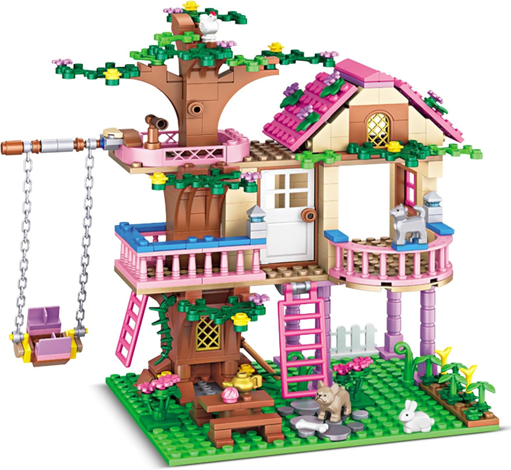 HSANHE Tree House Building Set Compatible with Friends, 504 PCS Forest House Building Kit Birthday Gift for Kids Girls Boys Age 6-12 Years（7652）