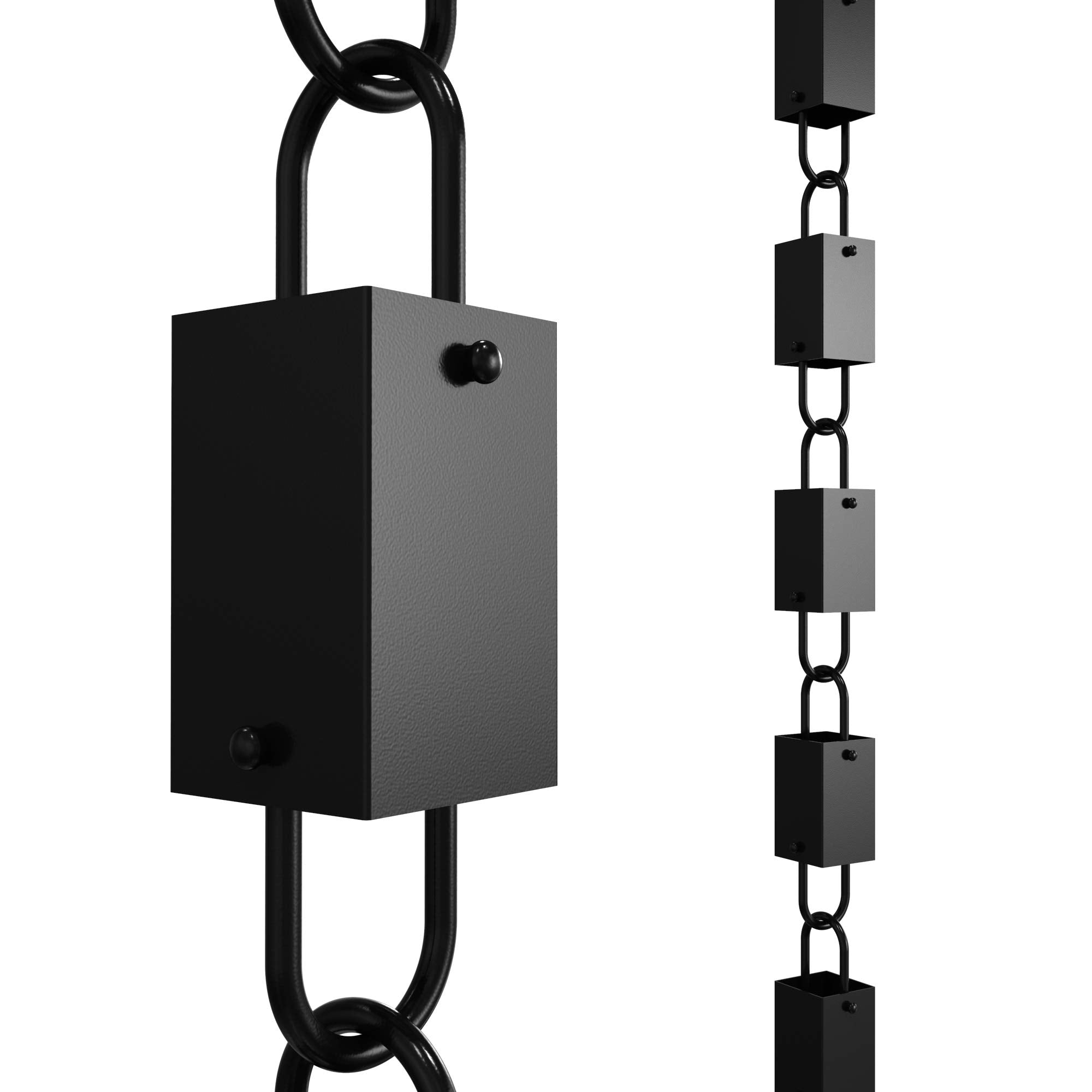 Rain Chains Direct Square Link Rain Chain Extension, 3 Feet in Length, Aluminum, Black Powder Coated, Functional and Decorative Replacement for Gutter Downspouts