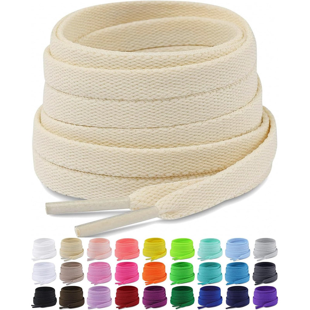 Upgrade Tight Weave Flat Shoelaces 28 Colors 5/16" Wide Shoe Laces for Sneakers - 2Pairs