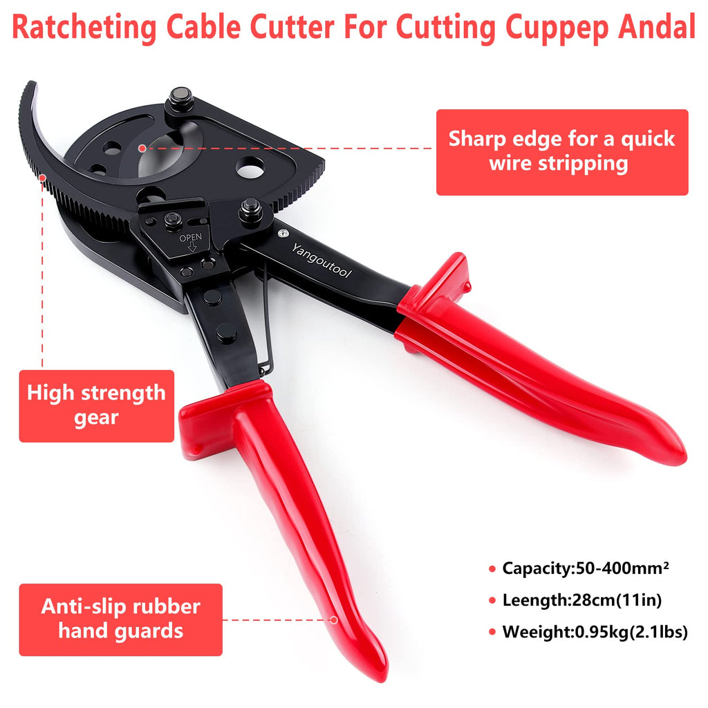 Yangoutool Heavy-Duty Ratcheting Cable Cutters for Large Copper, Aluminum, and Armored Cables - J40 Wire Cutter up to 300 mm², Electrical Wire Cutting Tool