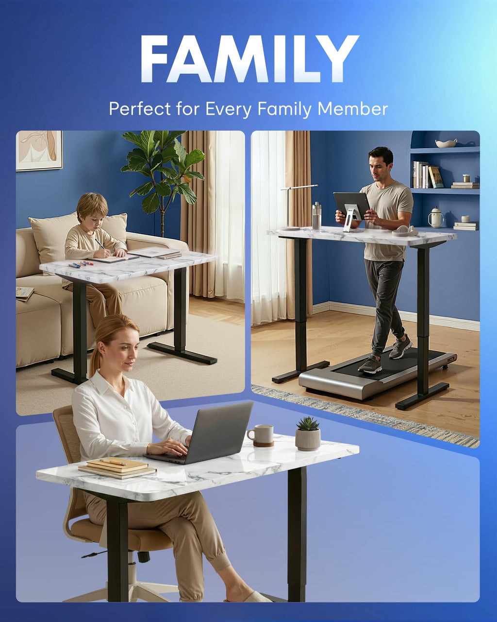 FLEXISPOT EN1 One-Piece Standing Desk, Electric Adjustable with 4 Memory Presets, 176 LBS Capacity, Stable & Quiet, Seamless Desktop for Home Office & Dual Monitors, 40"x24" Black