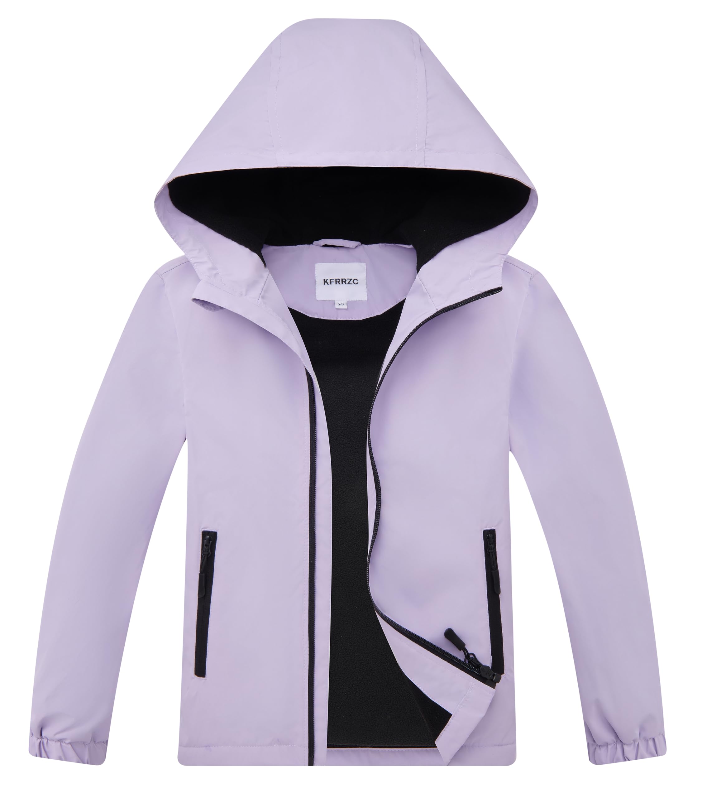 Boys Girls Rain Jackets Waterproof Hooded Fleece Raincoats Lightweight Windbreakers for Kids