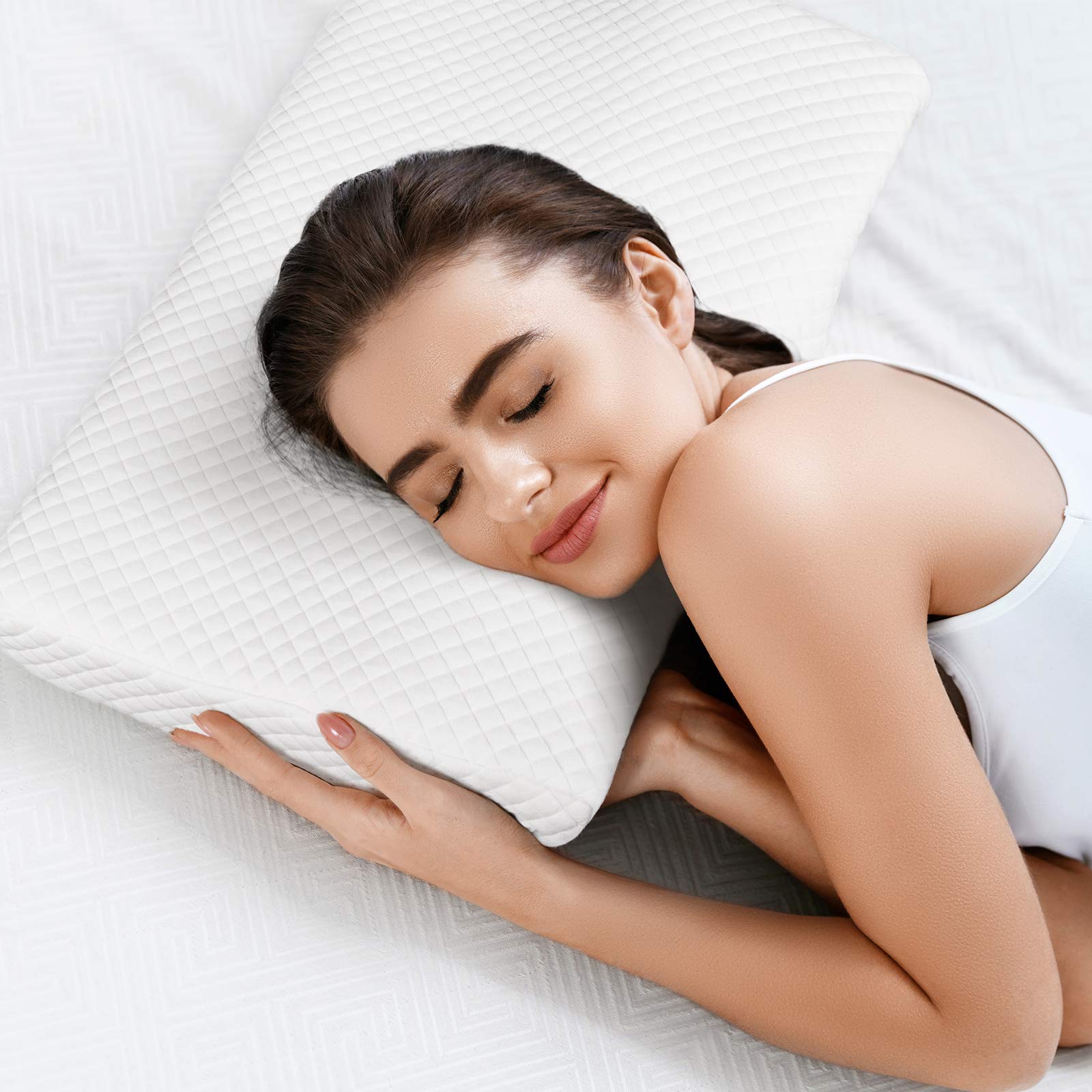 ZAMAT Memory Foam Pillow for Neck Pain Relief, Adjustable Ergonomic Cervical Pillow for Sleeping, Orthopedic Neck Pillow with Washable Cover, Bed Pillows for Side, Back, Stomach Sleepers