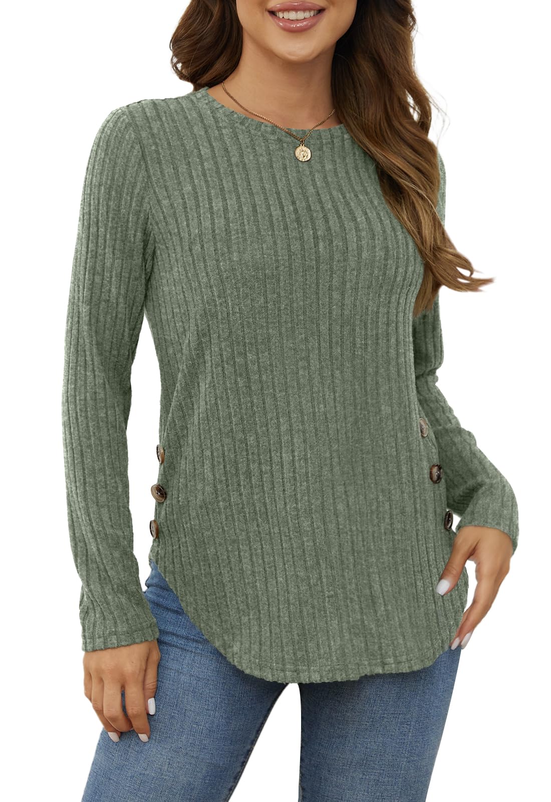 Yincro Women's Long Sleeve Fall Sweaters 2026 Lightweight Casual Crewneck Tunic Tops
