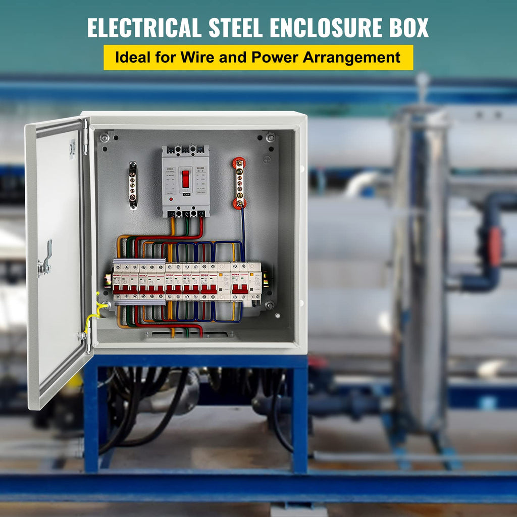 VEVOR NEMA Steel Enclosure, 8" x 8" x 6" NEMA 4X Steel Electrical Box, IP66 Waterproof & Dustproof, Outdoor/Indoor Electrical Junction Box, with Mounting Plate