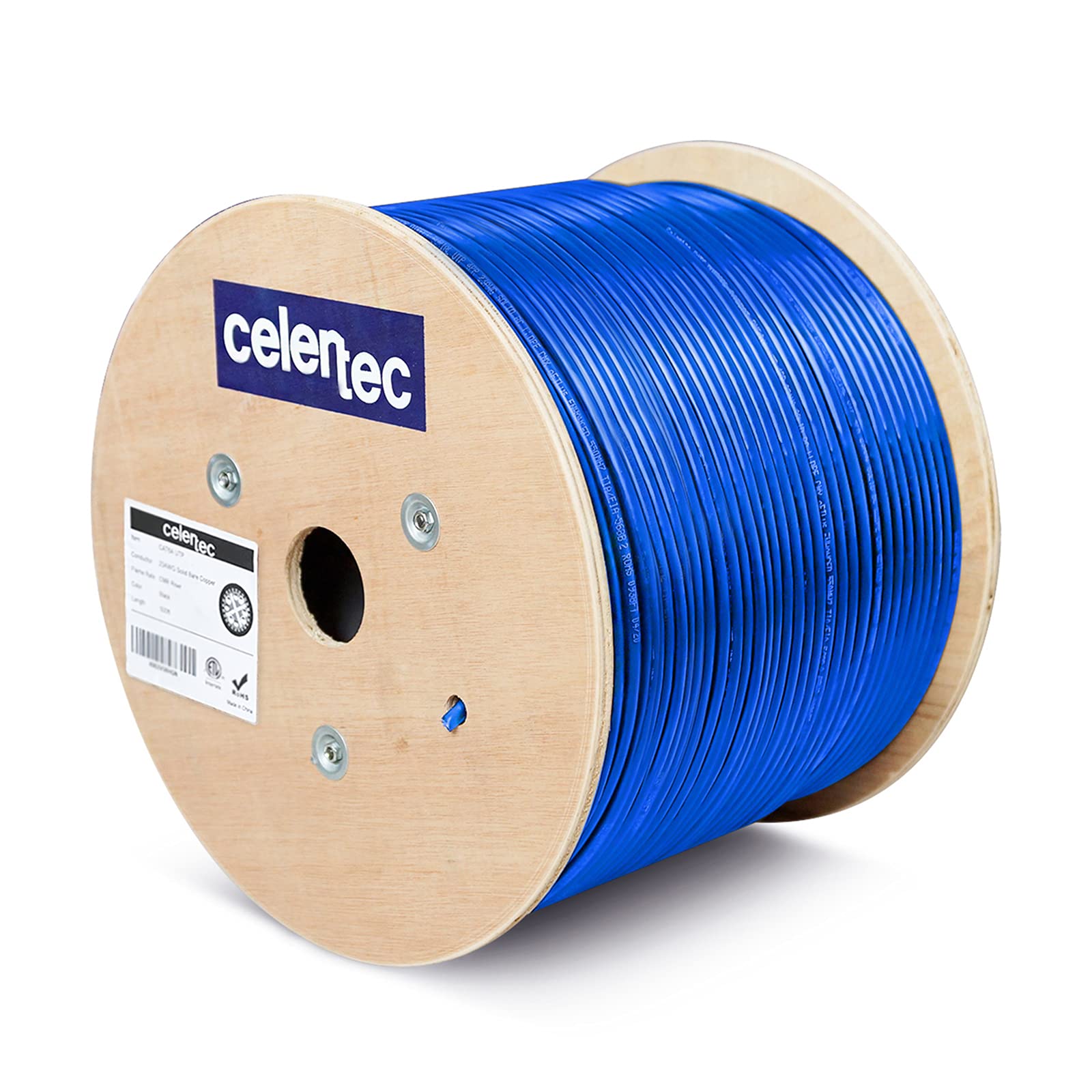 celertec CAT6A Ethernet Cable, 500ft, 23AWG Solid Bare Copper, UTP Unshielded Twisted Pair, CMR Riser Rated &ETL Listed, 650Mhz/10Gigabit Network Speed, Category6 Augmented, Bulk Ethernet Cable- Black