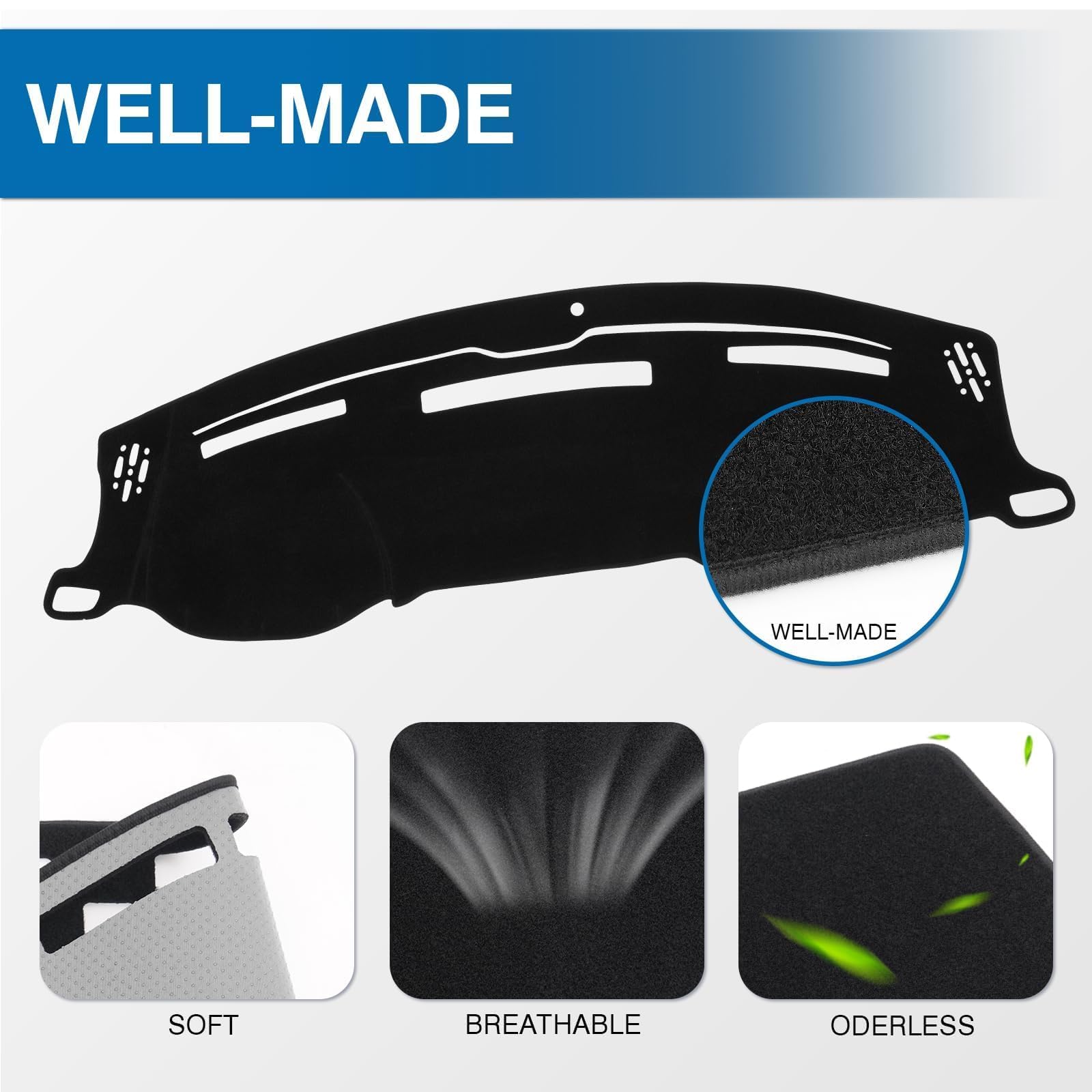 KUST Black Dash Cover for Ford Ranger 1995-2011/Ford Explorer 1995-2001/Mazda B2300 B2500 B3000 B4000 1995-2008/Mercury Mountaineer 1997-2001 Polyester Dashboard Cover Accessories for Ranger
