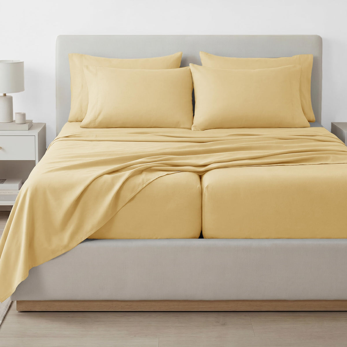 Southshore Fine Living, Inc. 4-Piece, 21-Inch Deep Pocket Twin Sheets Set with Fitted Sheet, Soft Microfiber, Oversized Flat Sheet, 2 Pillow Cases Standard Size, Hotel Collection Twin Bed White Sheets