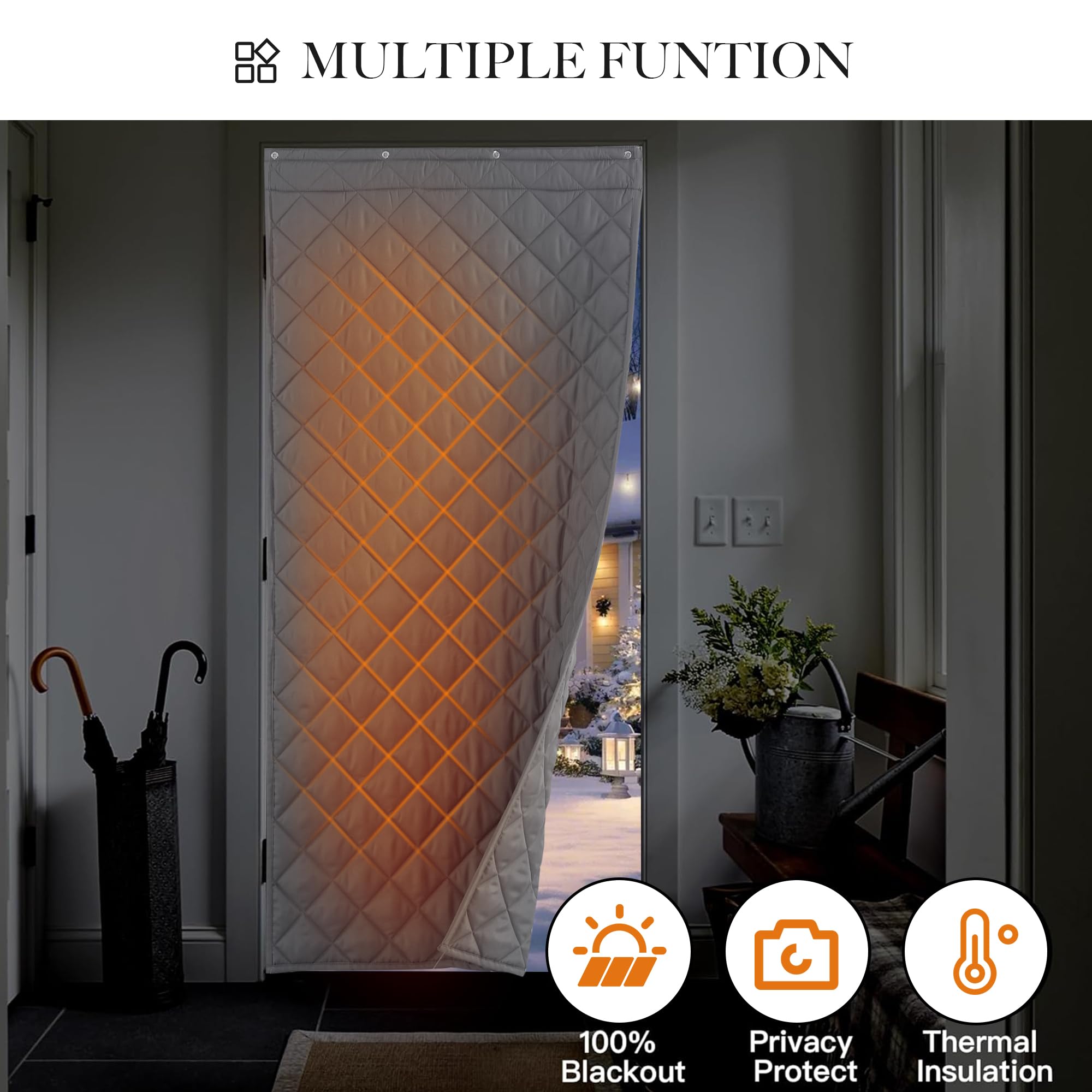 RYB HOME Summer Heat Blocking Thick Quilted Insulated Curtains, Thermal Insulated Curtains Room Divider for Energy Saving Window Treatment for Bedroom Living Room, W32 x L80, Black, 1 Panel