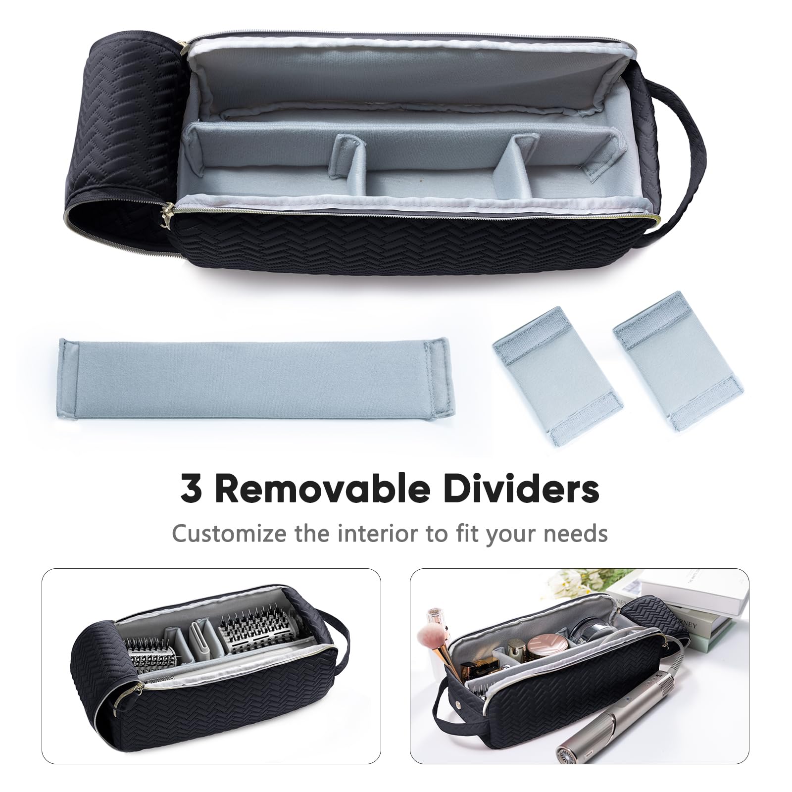 Large Hair Tools Travel Bag with Iron Mat - 2in1 Hair Tools Organizer for Hair Dryer Brush, Flat Irons, Straighteners, Curling Irons, Hair Bag, Makeup Bag, Cosmetic Bag for Travel Essentials
