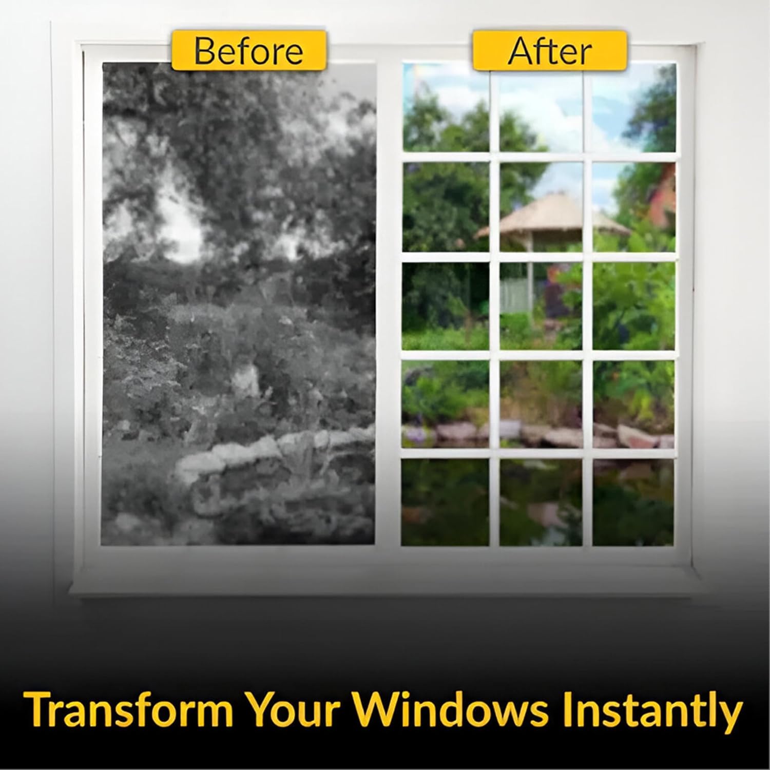 Brixwell Plastic Window Grille Kit in White Finish With 12 Total 24" Profiles, 8 Grid Connectors, and 16 Fasteners for Installing Decorative Grille Layouts on Home Window Glass