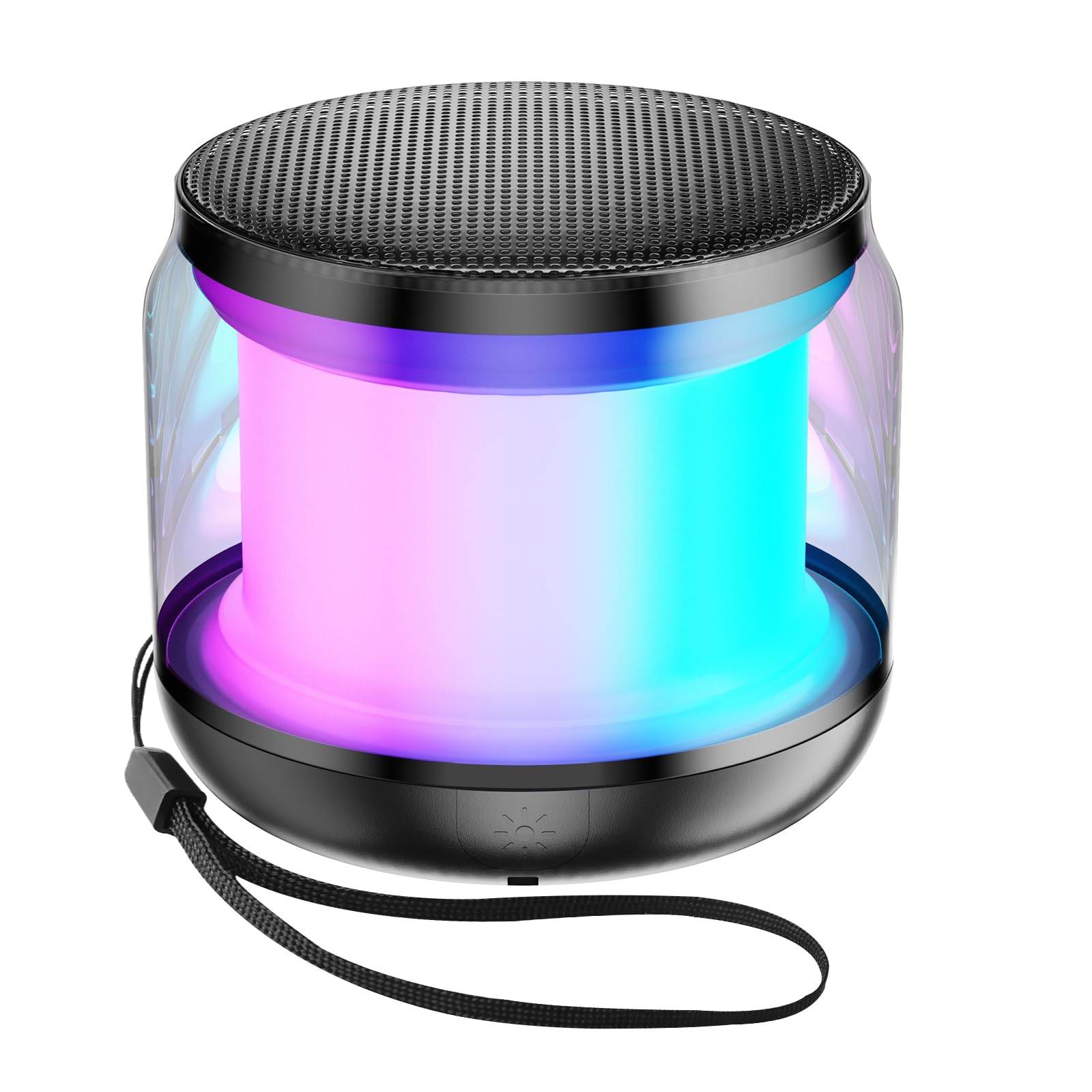 Mini Portable Bluetooth Speaker, TWS Pairing Bass LED Lights, Rechargeable | Long Playtime, Stereo Sound, BT 5.3, Home & Outdoor, AUX Input, TF Card, Lanyard, Christmas Birthday Gifts for Men Women Kids