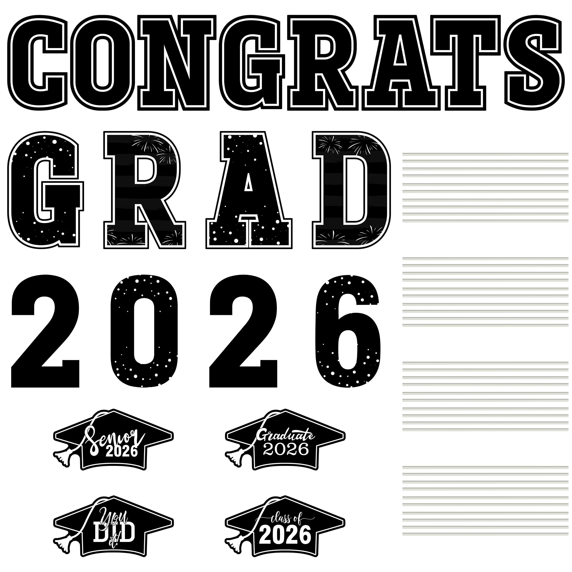 HOVACY 20 PCS Black Gold Graduation Yard Signs Class of 2026 | Black Gold 20 PCS, 40 Stakes, 11.57 x 16.14 in, Corrugated Plastic, Waterproof, Congrats Grad Sign, Graduation Sign