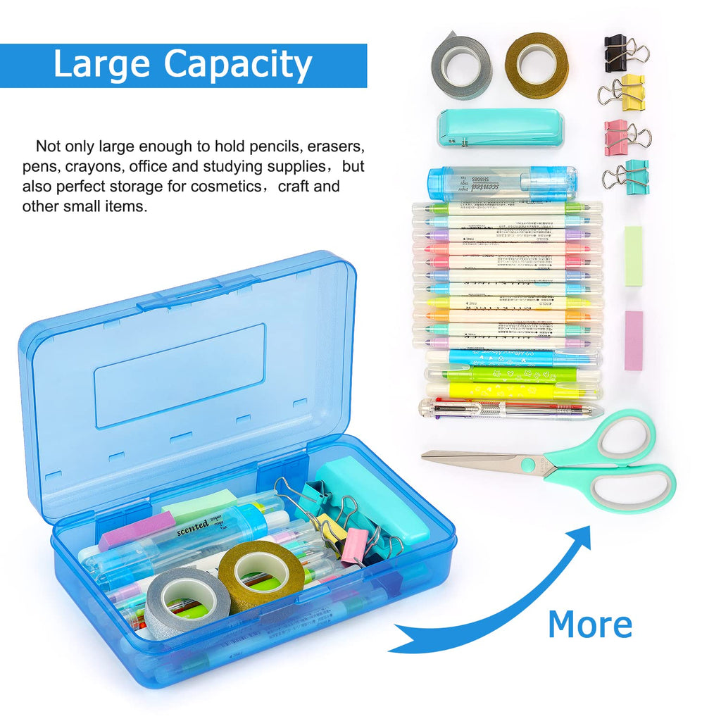 Tamaki 1 Pack Plastic Pencil Box Large Capacity Pencil Boxes Clear Boxes with Snap-tight Lid Stackable Design and Stylish Office Supplies Storage Organizer Box, Black