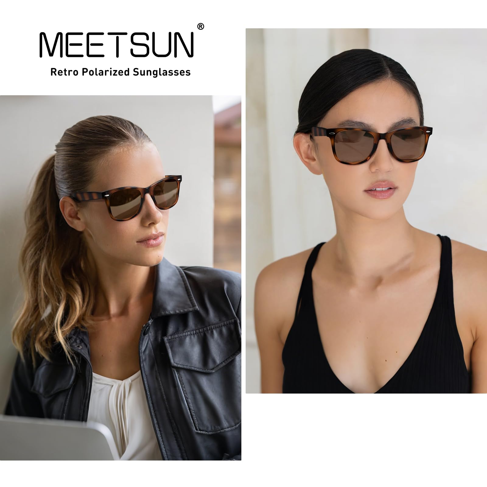 MEETSUN Retro Polarized Sunglasses for Women Men Classic Mirror Lens Driving Trendy Sun Glasses UV Protection (3 Pack)