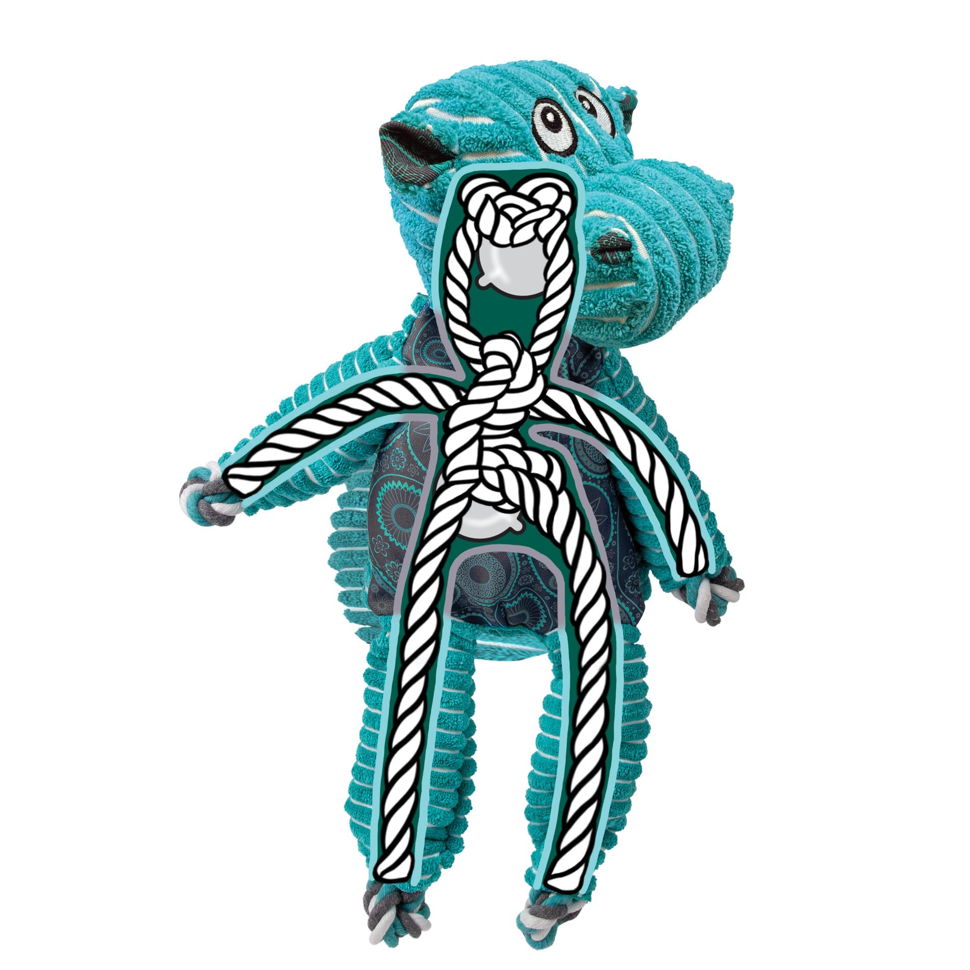 KONG Floppy Knots - Durable No‑Stuffing Squeaky Rope & Plush Dog Toy - for Teething, Playing (Bunny, Small/Medium)