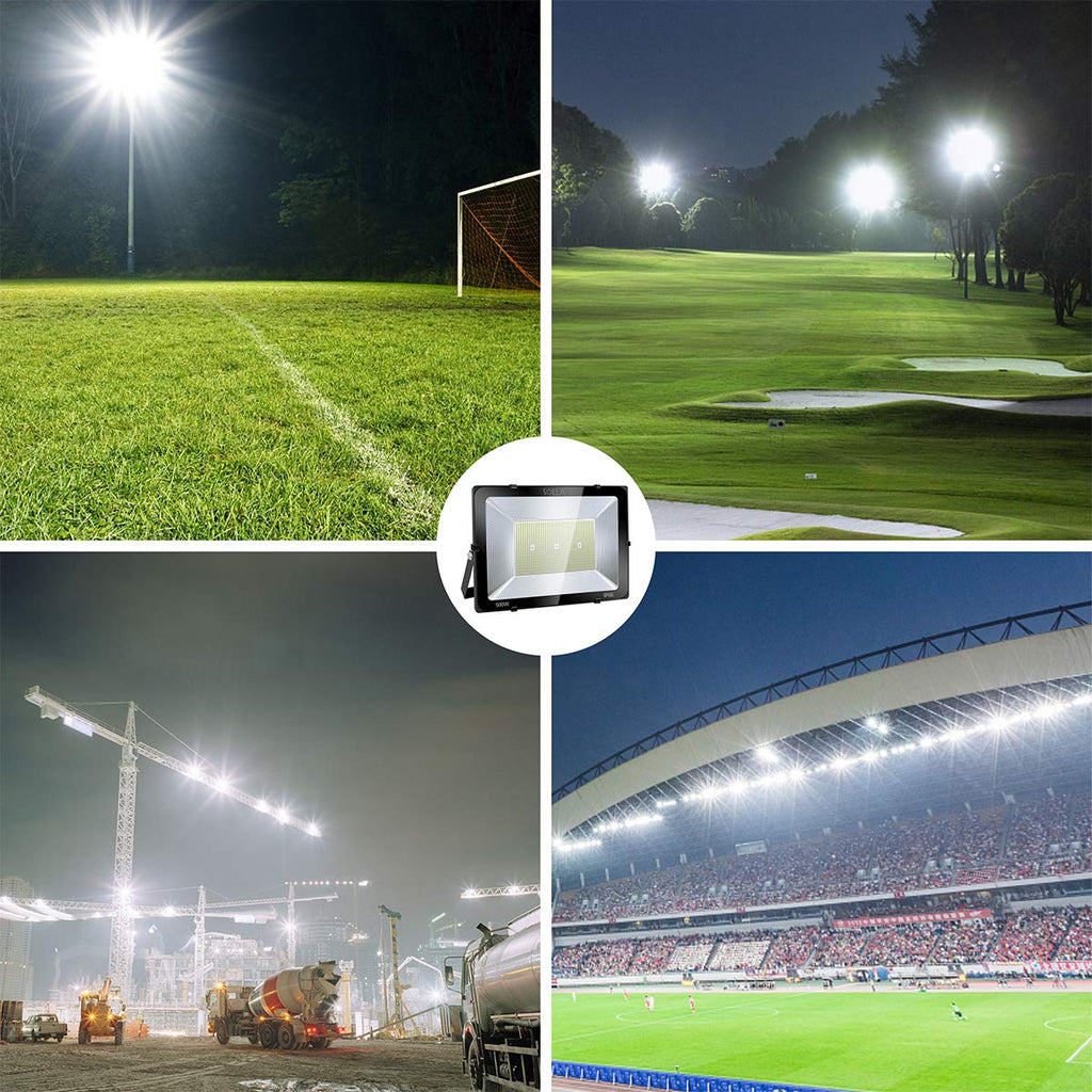 2 Pack 100W LED Flood Light Outdoor, 8000LM Super Bright Security Lights, 550W Equivalent, IP66 Waterproof, 3000K Warm White, Outside Floodlight for Garage, Garden, Lawn and Yard