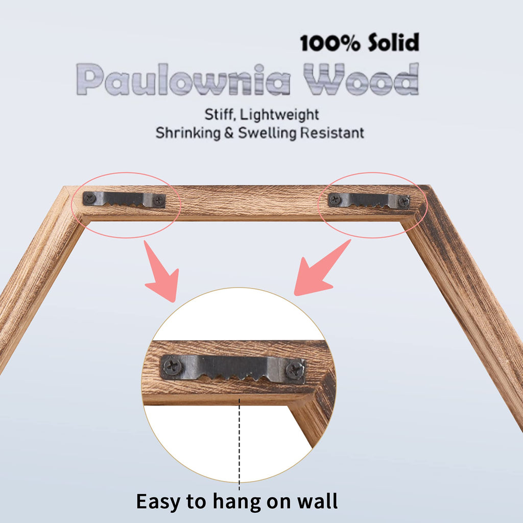 WONFUlity Hexagon Shelves for Wall Mounted, Wood Farmhouse Storage Honeycomb Floating Shelves for Wall Decor,Screws Anchors Included,5pc