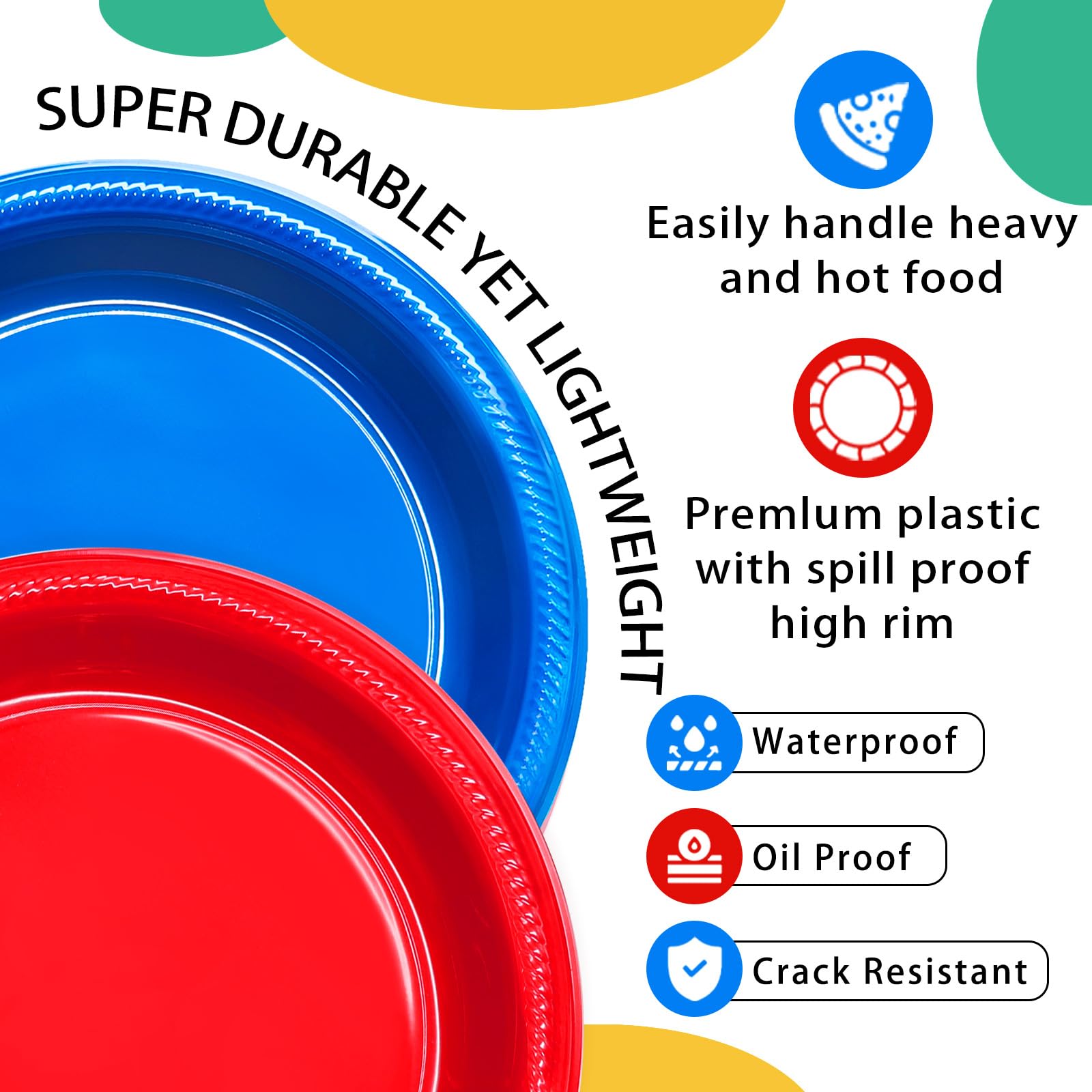 50 Pcs Black Plastic Plates, 10 Inch Black Plates, Black Party Plates Disposable for Birthday Weddings Fathers Day World Cup
