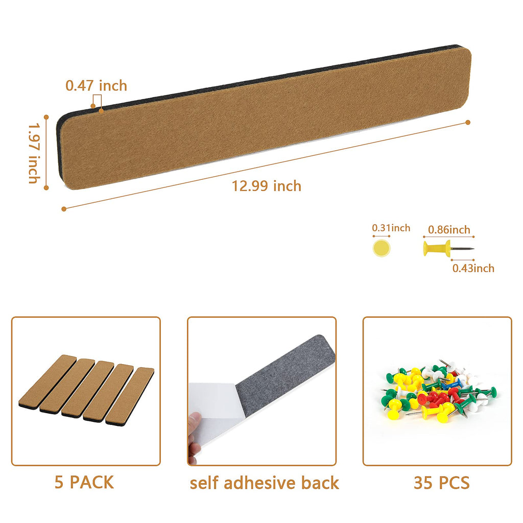 Felt Bulletin Board, 15.7''X 11.8'' corkboard Pin Board for Bedrooms Offices Home Wall Decoration, Self Adhesive Cork Board with 35 Push Pins for Paste Notes, Photos, Schedules (2 Pack)