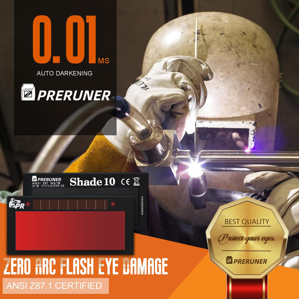 Core Series Gold Shade 9 Auto Darkening Welding Lens 2" x 4 1/4", Slim 0.2" Welding Lens with Cool Blue Puddle View for Pancake & Sugar Scoop Welding Hoods
