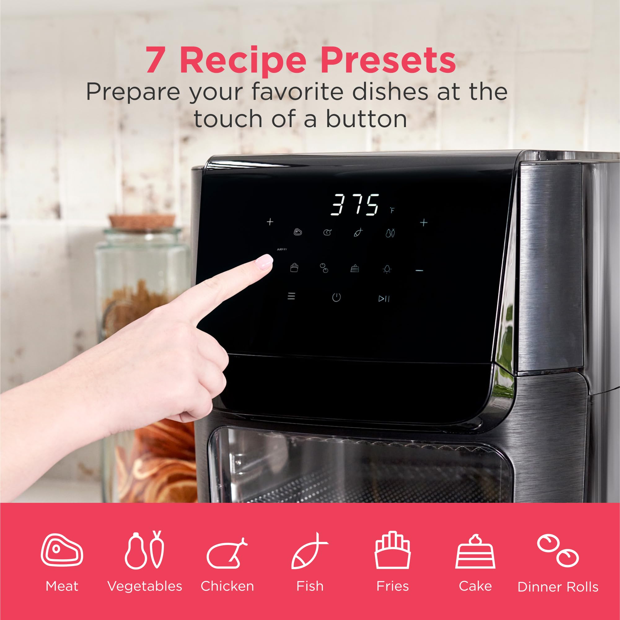 Frigidaire 3-in-1 Air Fryer, Large 5.3 QT Capacity, Digital Display, 3 Cooking Modes, 5 Recipe Presets, Automatic Shake Reminder, PFAS-Free Cooking Surfaces, Black