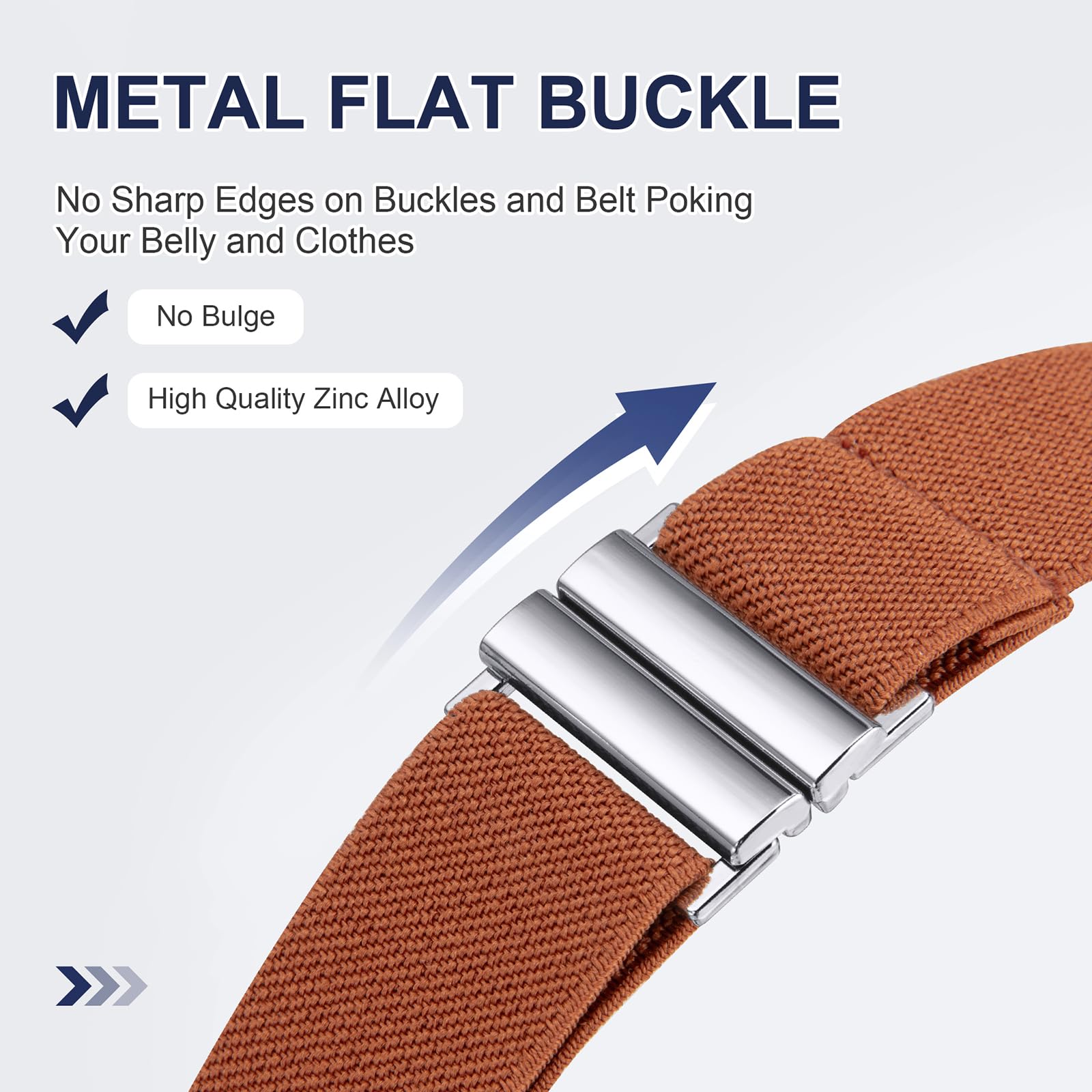 TOURZOO No Show Invisible Belt for Women/Men Elastic Web Strap Waist Stretch Belt with Flat Buckle for Jeans Pants Dresses
