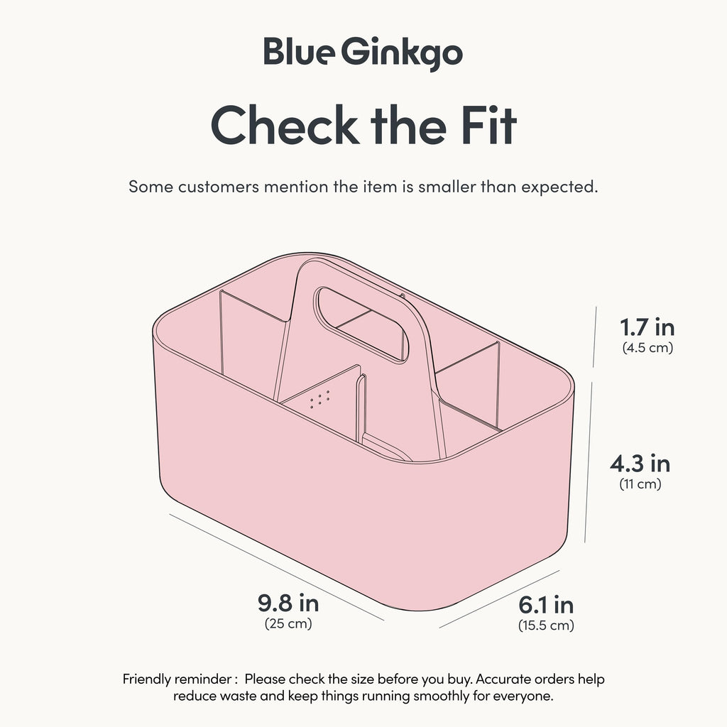 BLUE GINKGO Stackable Organizer Caddy – Korean-Made Portable Tote for Bathroom, Office, Crafts, or School Supplies (Long Rectangle, Blue)