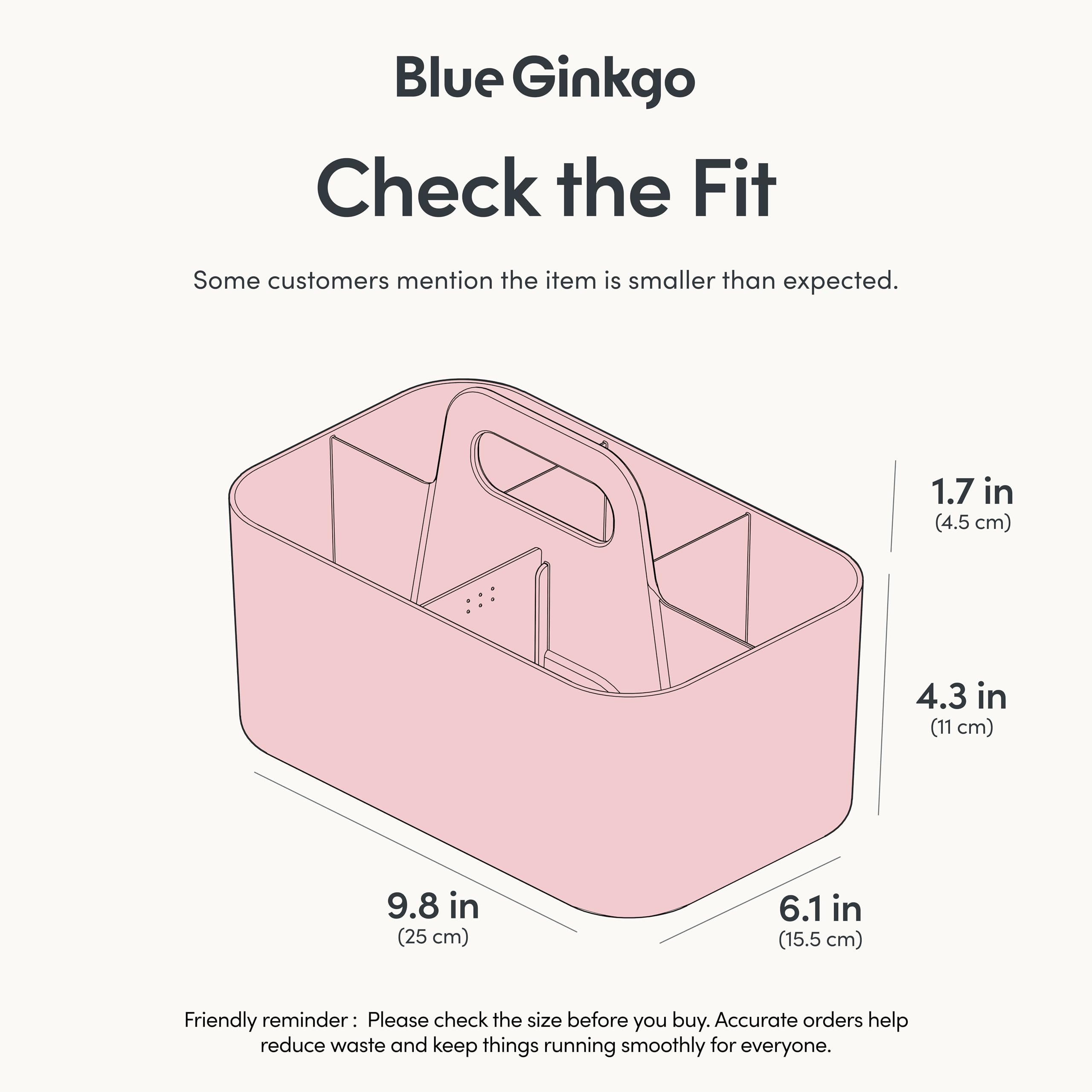 BLUE GINKGO Stackable Organizer Caddy – Korean-Made Portable Tote for Bathroom, Office, Crafts, or School Supplies (Long Rectangle, Blue)