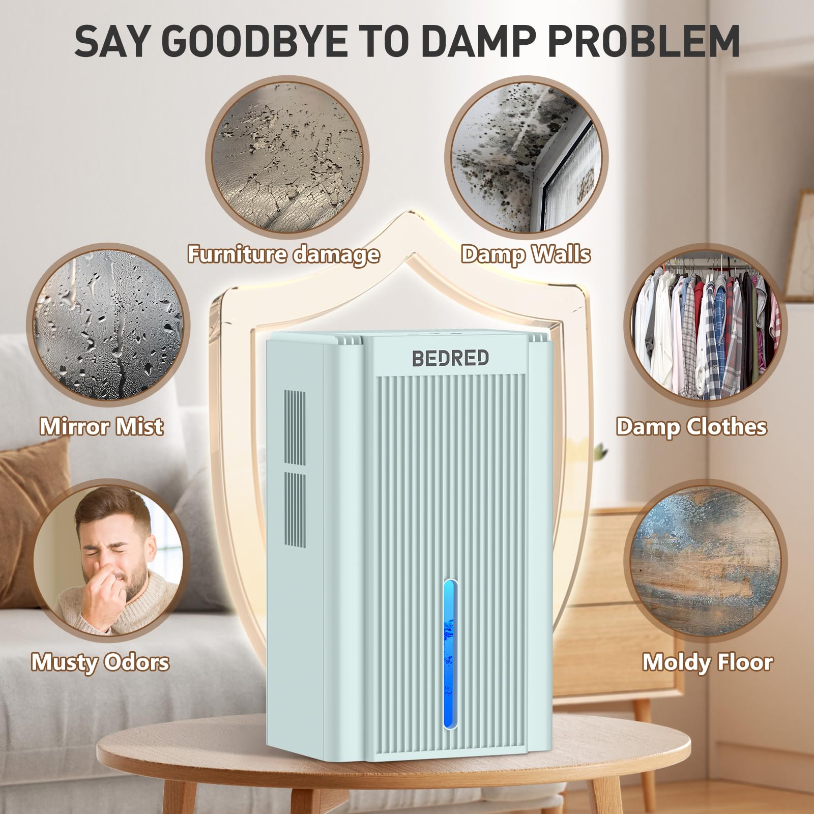 Dehumidifier, 95OZ Dehumidifier for Home 1000 Sq.Ft - Quiet with Auto Shut Off & Relaxing 7 Color Ambient Light,Ideal for Livingroom, Bedroom, Basement(White)