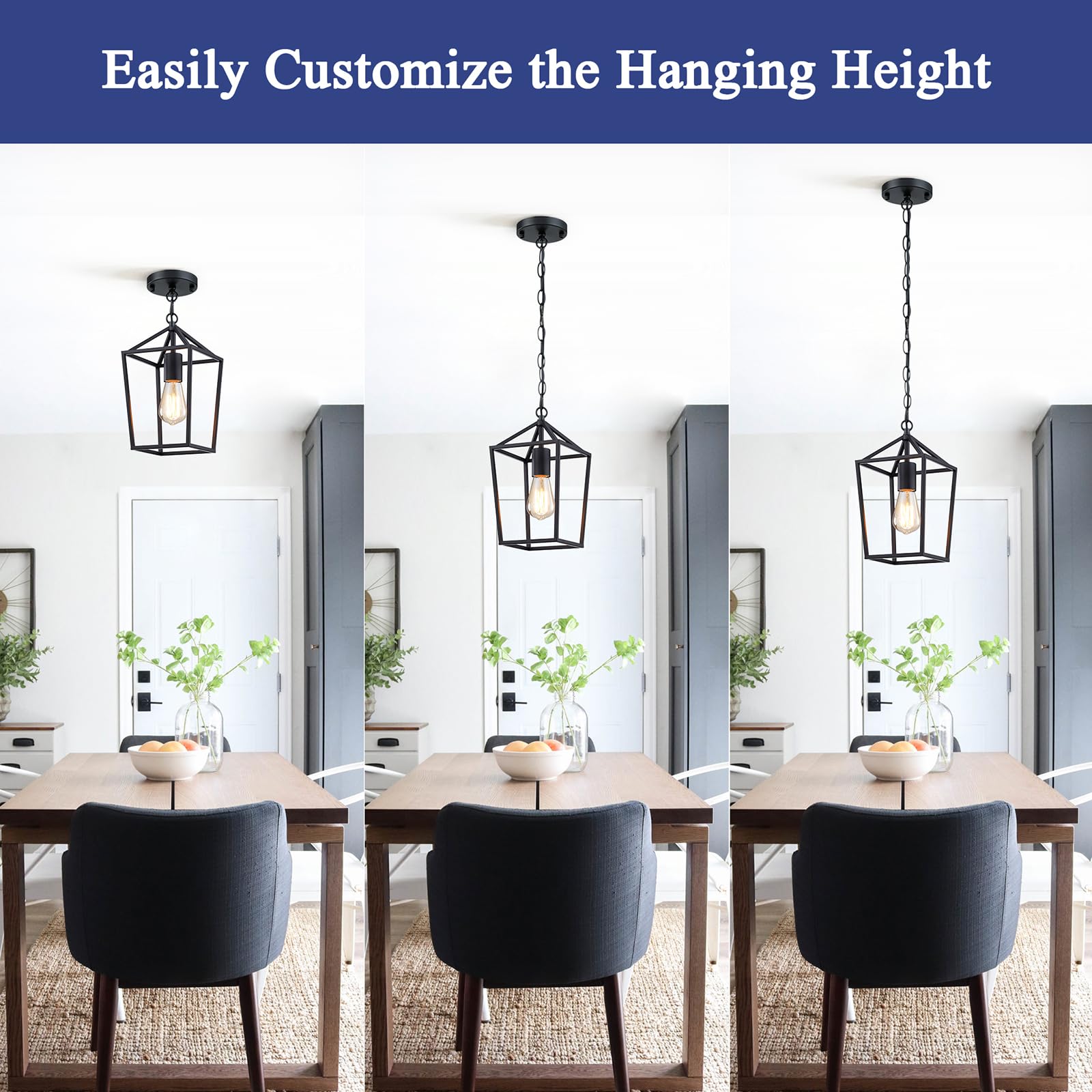Sheetea 2-Pack Gold Pendant Lights Kitchen Island, Modern Mid Century Light Fixtures Hanging Lamp for Kitchen, Farmhouse Kitchen Pendant Lighting Over Island, Metal Cage Design
