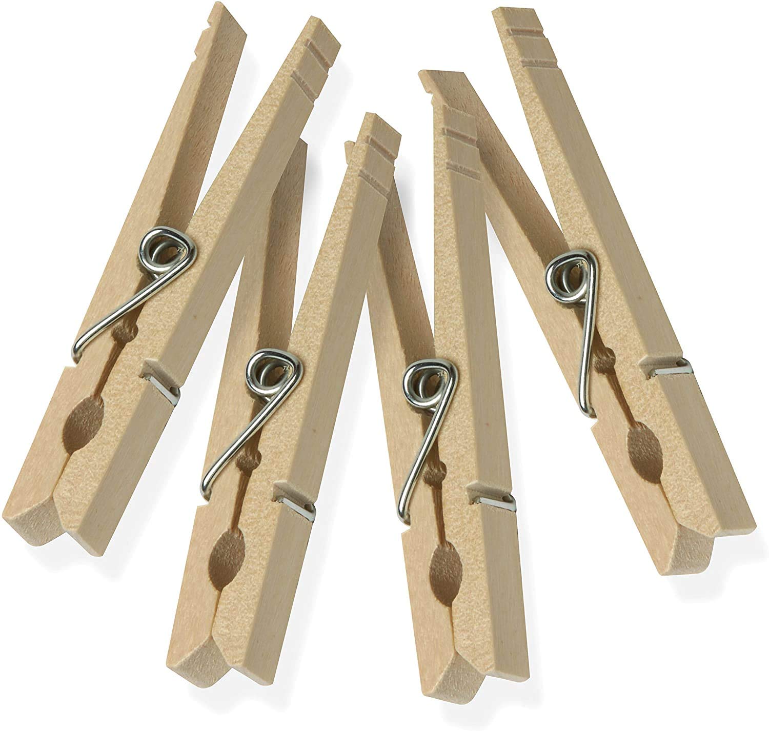 Honey-Can-Do DRY-01374 Wood Clothespins with Spring, 24-Pack, 3.3-inches Length,Brown