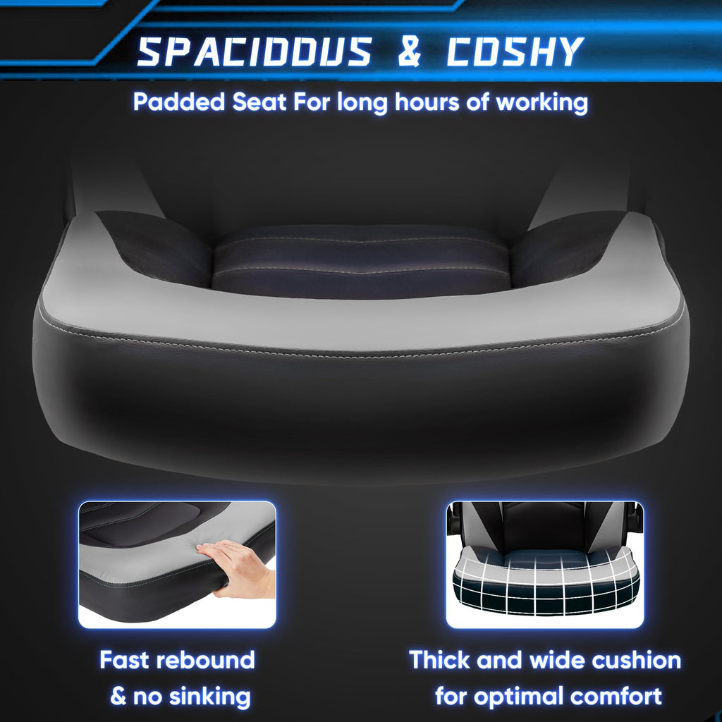 OLIXIS Computer Gaming Desk Chair - Ergonomic Video Game with Comfy Lumbar Support and headrest, PU Leather with Flip-up Arms, Adjustable Height and Swivel Wheels, for Adults, Black