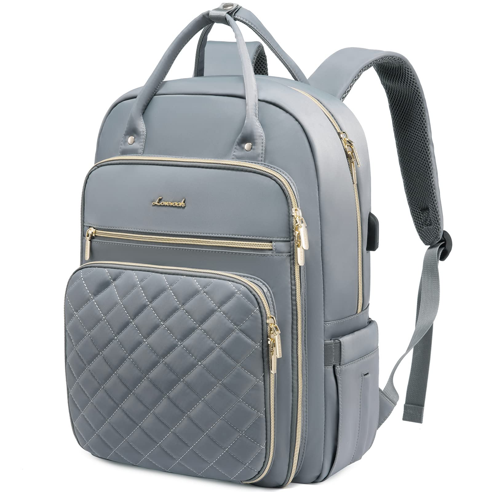 LOVEVOOK Laptop Backpack for Women, Water Resistant Travel Work Backpacks Purse College Business Teacher Nurse Computer bag with USB Charging Port