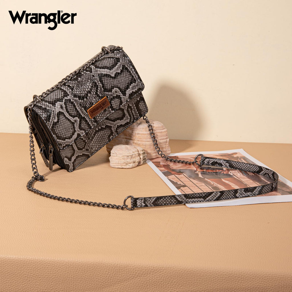 Wrangler Flap Crossbody Purse for Women Shoulder Bag Vintage Wallets with Chain Strap