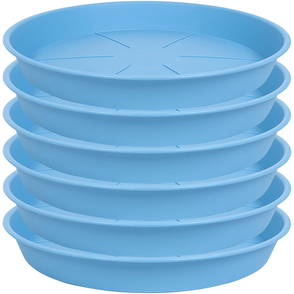OVZILKI 6 Pack of Plant Saucer Tray 4 6 8 10 12 14 17 19 22 25 inch, Heavy Duty Plastic Pot Plant Drip Trays Saucers for Indoors Outdoor, Plant Water Tray for Planters 3-5" (4", Beige)