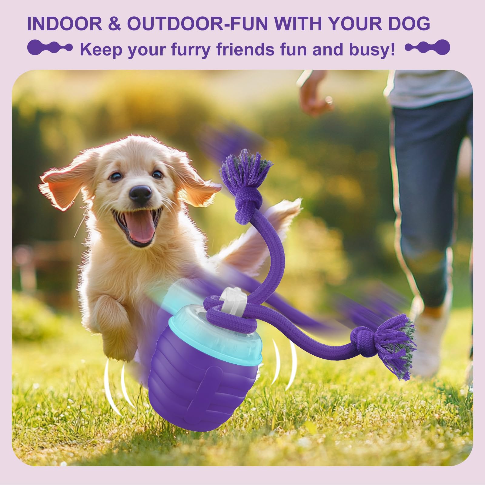 Interactive Dog Toy, [Newly Upgraded] Motion Activated Rolling Squeaky Ball for Medium/Large Dogs, Automatic Moving Dogs Ball for Boredom, USB Rechargeable(Cyan)