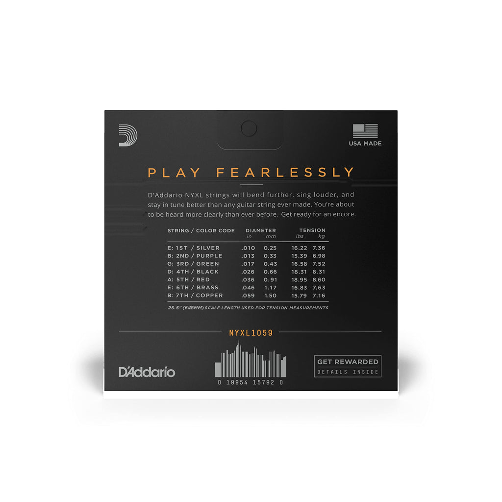 D'Addario Electric Guitar Strings, NYXL Nickel Plated, NYXL1149, Medium Gauge 11-49, 6-String Set, Pack of 1