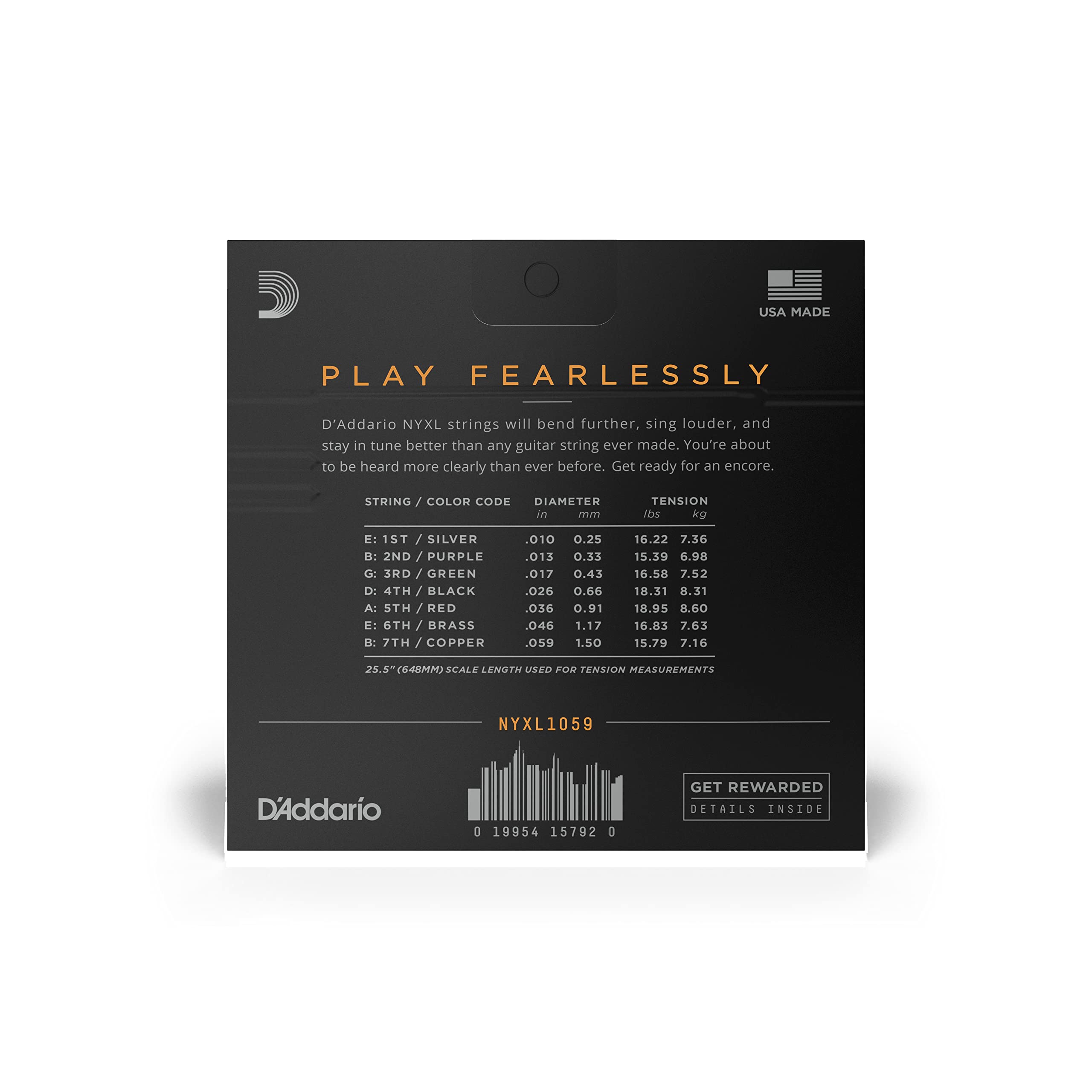 D'Addario Electric Guitar Strings, NYXL Nickel Plated, NYXL1149, Medium Gauge 11-49, 6-String Set, Pack of 1