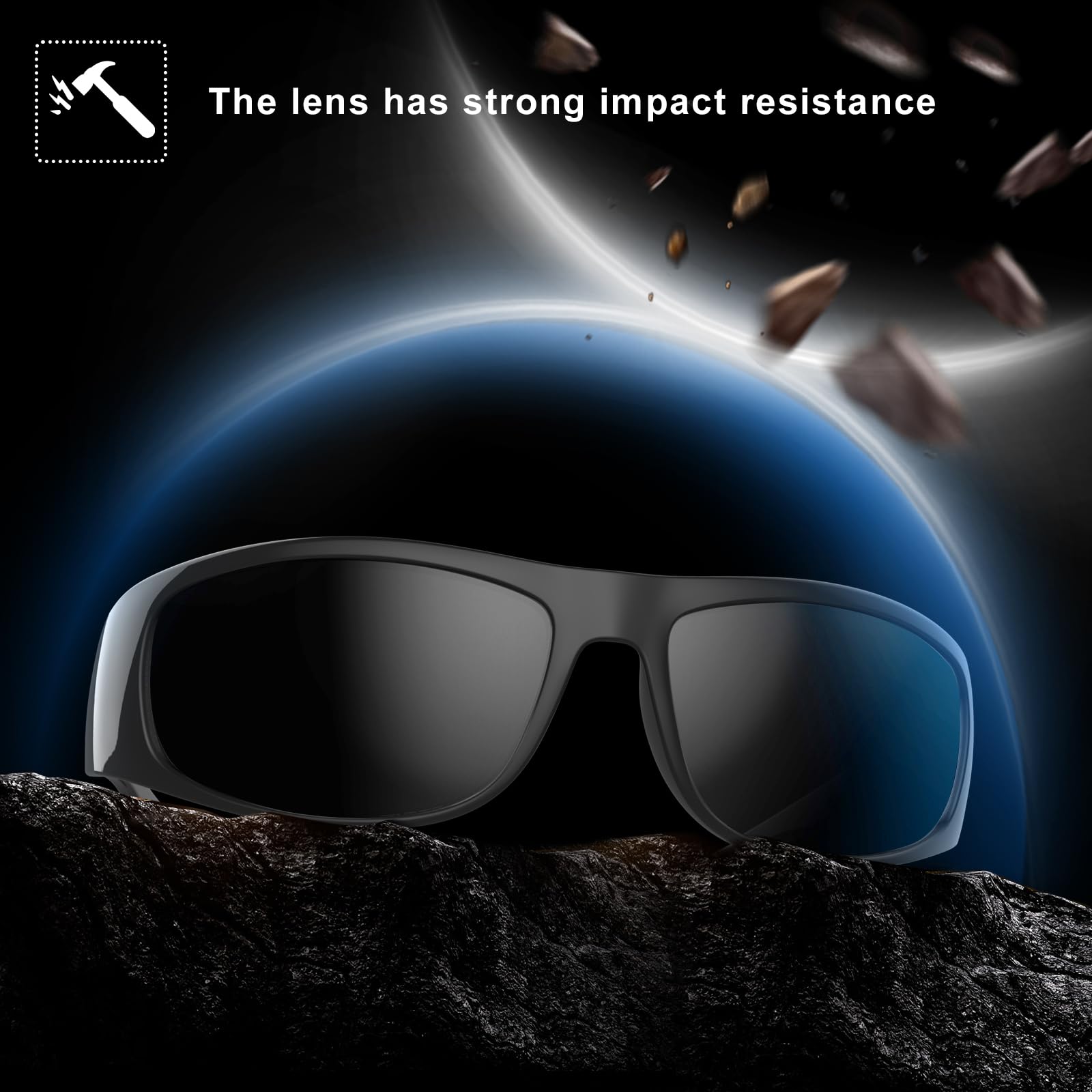WISTON Wrap Around Sunglasses for Men Women Super Dark Blackout Sunglasses for Sensitive Eyes UV400 Protection W8005