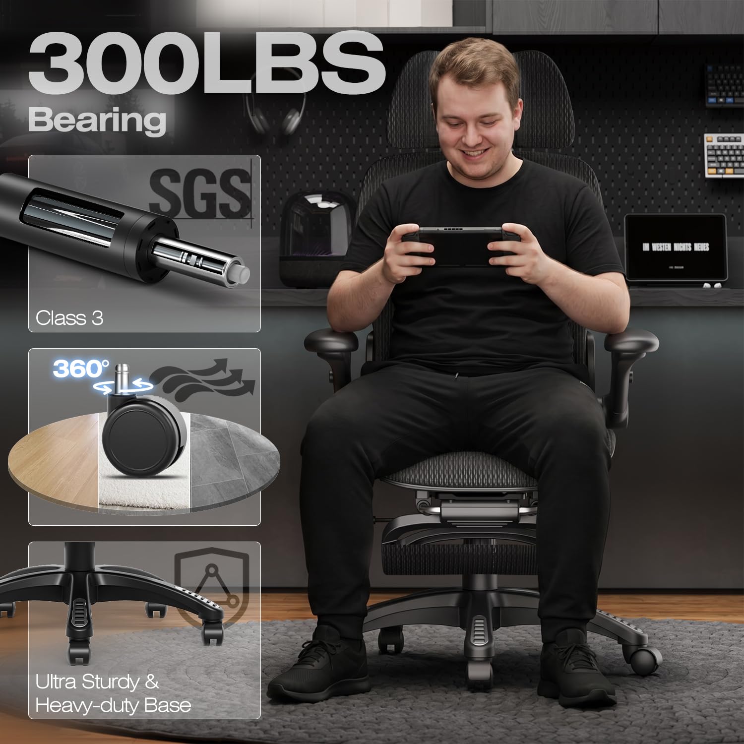 ELABEST X100 Ergonomic Office Chair with Footrest, Big and Tall Home Desk Chair with 5D Flip-Up Arms, Adjustable 3D Lumbar Support,High Back Rolling Computer Chair, Swivel Mesh Chairs (Coffee Break)