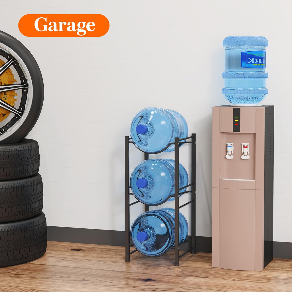 Lifewit 5 Gallon Water Jug Holder, 3 Tier Water Bottle Stand, 3 Slots Heavy Duty Water Dispenser Rack for Gallon Jugs, 126 lb/57 kg Capacity Detachable Water Jug Shelf Organizer for Home/Office Black