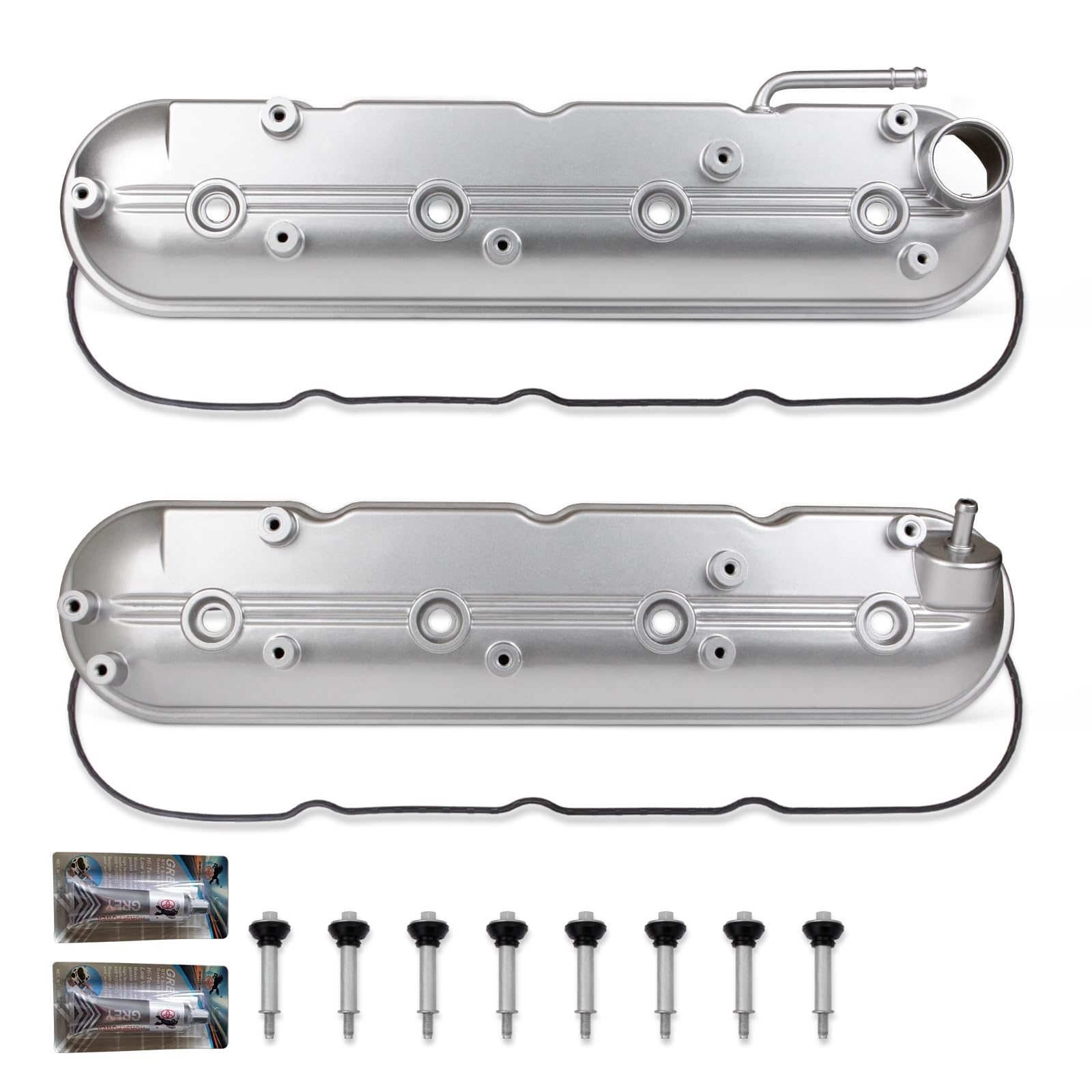 Upgrade Aluminum Engine Valve Covers Compatible with 1999-2008 Cadillac Escalade Chevy Silverado, Suburban Tahoe Trailblazer GMC Sierra Yukon Replaces Parts 12570427 12582224