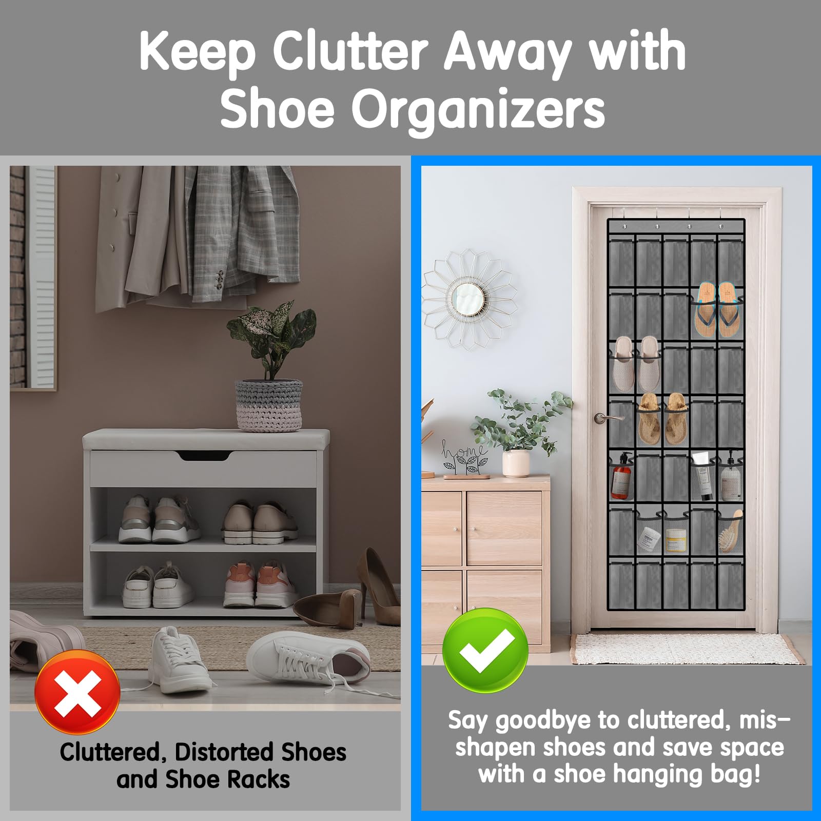 Kotkn 10 Tier Over The Door Organizer - Heavy Duty Hanging Storage Rack with Sturdy Oxford Fabric, Holds 20+ Pairs of Footwear, Boots & Sneakers, Saves 50% Closet Space(Beige)