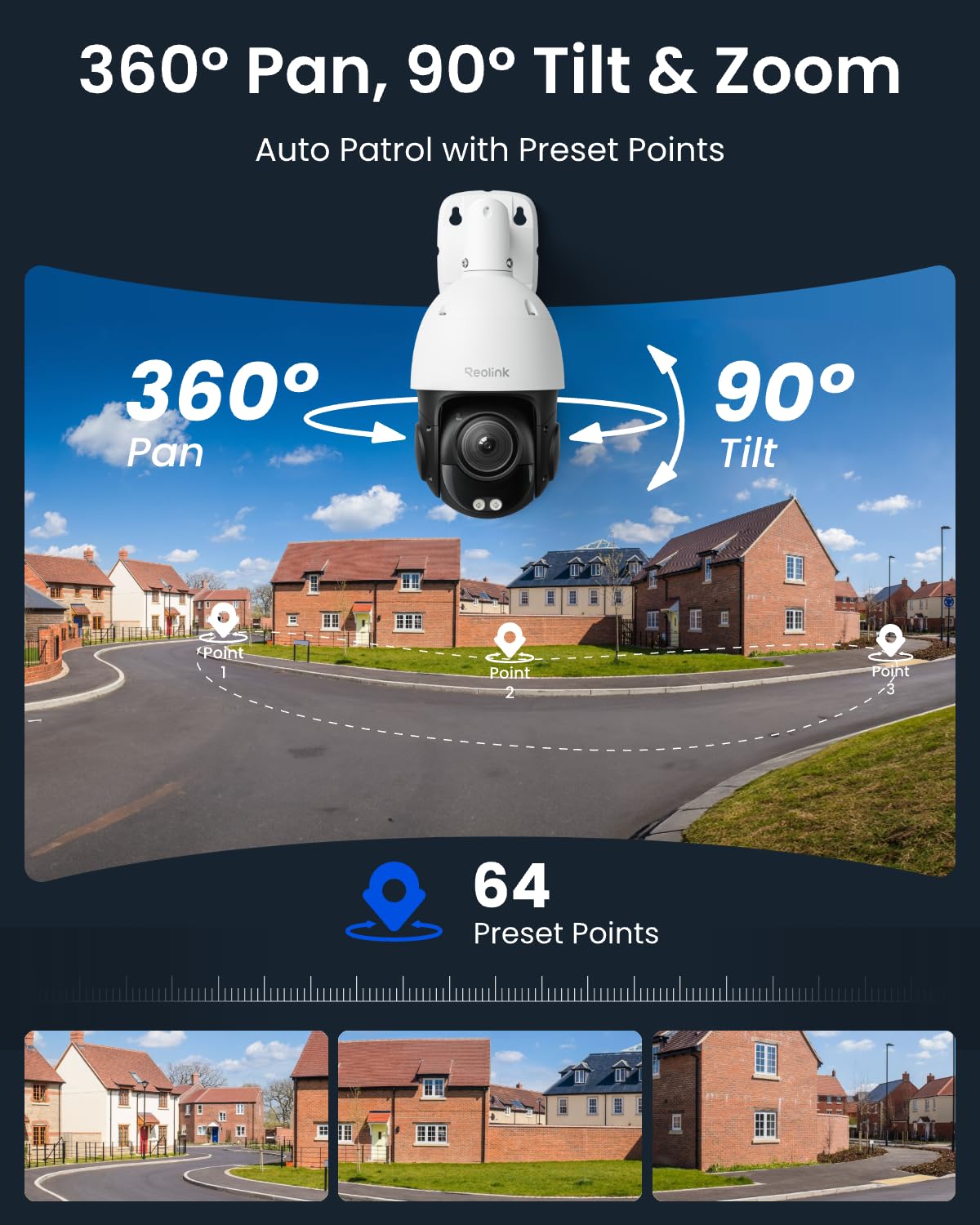 REOLINK 4K UHD PoE PTZ Camera for Outdoor Security, 360° Pan & 90° Tilt for Auto Tracking, 5X Optical Zoom and 3D Zoom, AI Detection, Color Night Vision, 24/7 Recording, 2 Way Talk, RLC-823S1