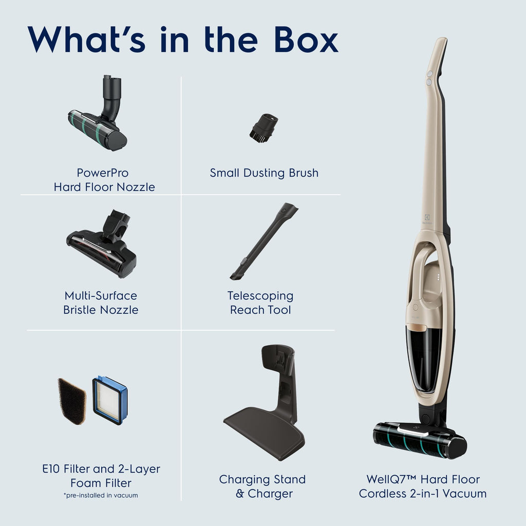 Electrolux WellQ7 Hard Floor Cordless 2-in-1 Vacuum with PowerPro Roller for Hard Surfaces, 50-Minute Run Time, 2 Power Modes, Soft Sand