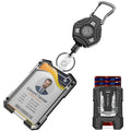 Oaridey Retractable Badge Holder with Belt Clip, Heavy Duty Retractable Keychain with Tactical ID Card Holder (Holds 6 Cards) - 31.5” Retractable Badge Reel Key Chain