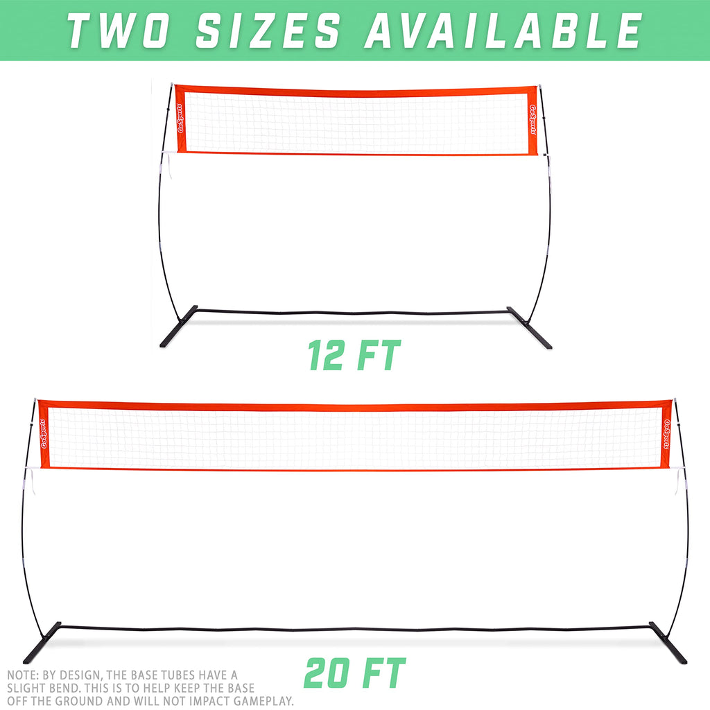 GoSports Freestanding Volleyball Training Net - 12 ft or 20 ft - Indoor our Outdoor Use, Instant Setup, and Height Adjustable